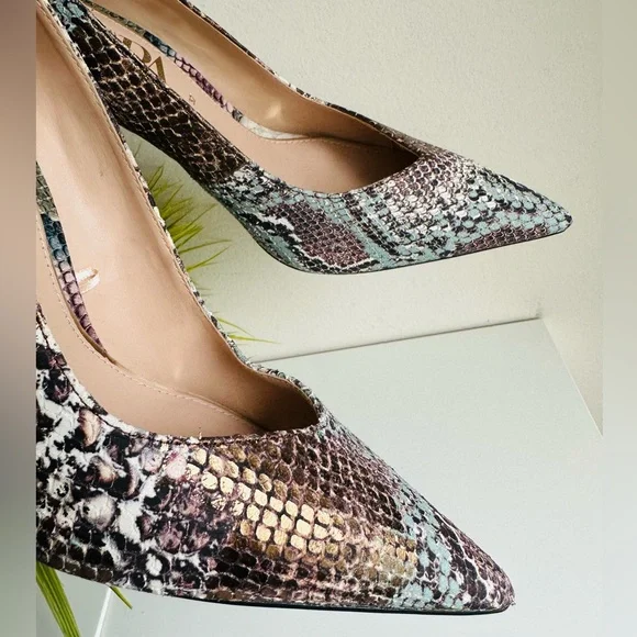 Zara | Embossed Leather Snake Bronze/Blue Pattern - Picture 7 of 16